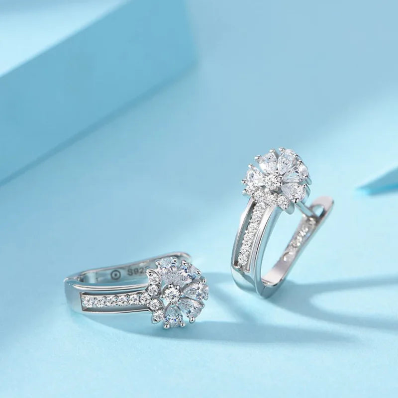 Sterling Silver Crystal Flower Earrings – Fleuria™