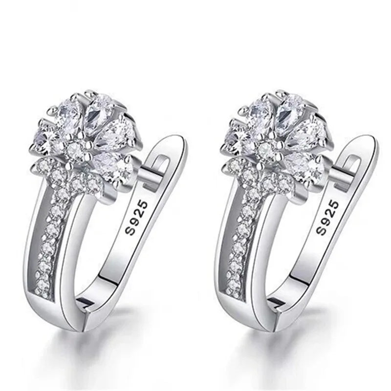 Sterling Silver Crystal Flower Earrings – Fleuria™