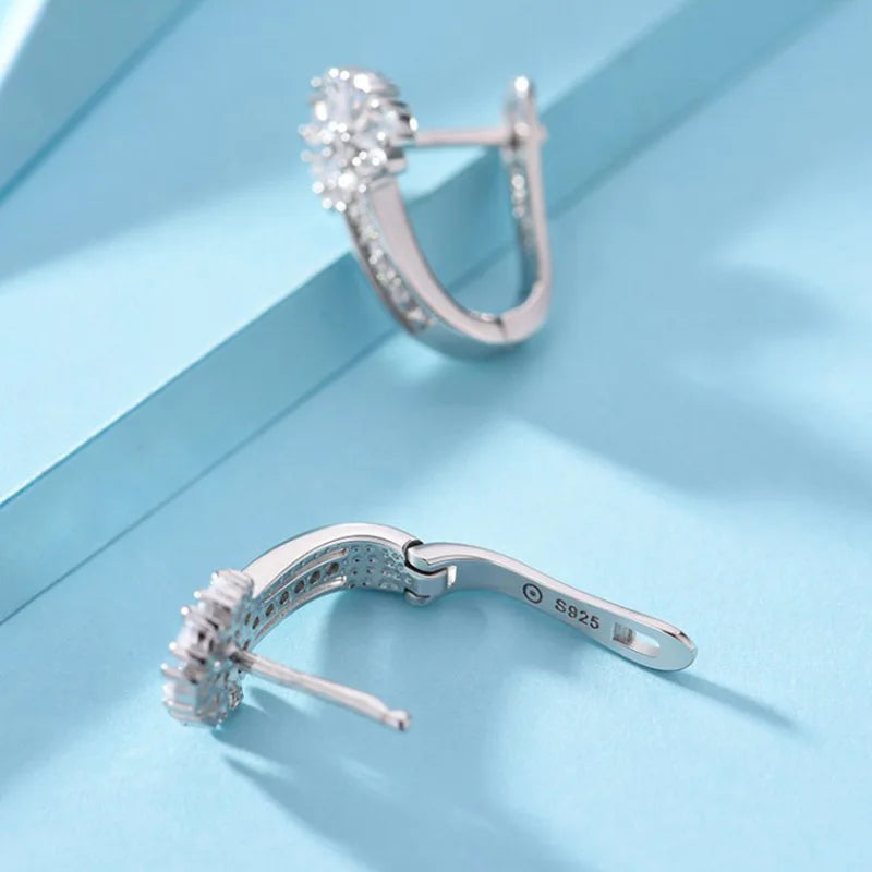 Sterling Silver Crystal Flower Earrings – Fleuria™