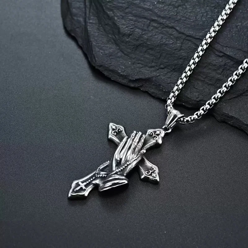 Prayer Hand Cross Necklace – FaithForge™