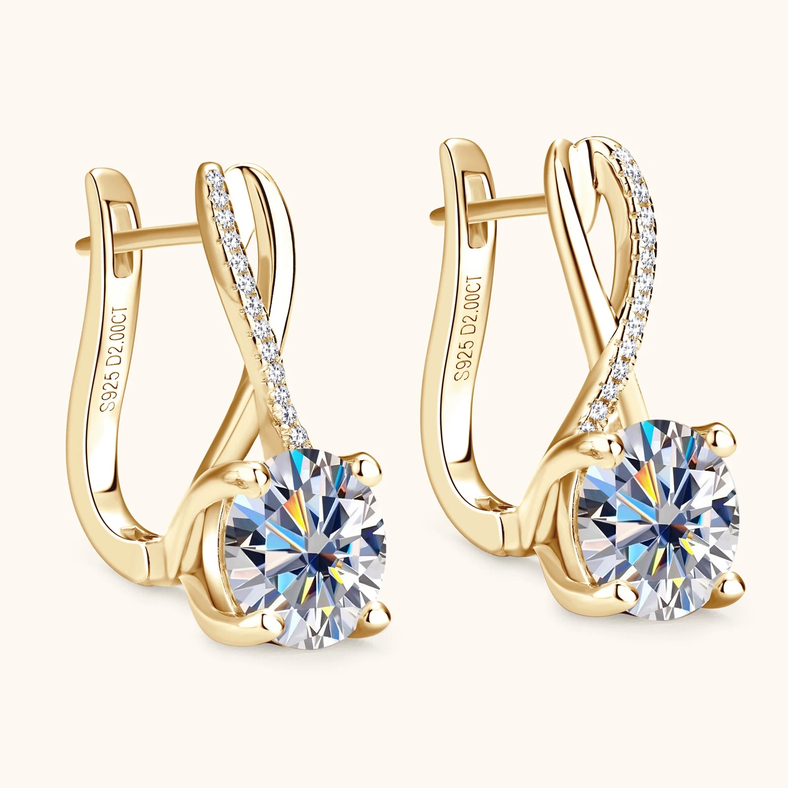 18K Gold Moissanite Hoop Earrings – Aurélia™