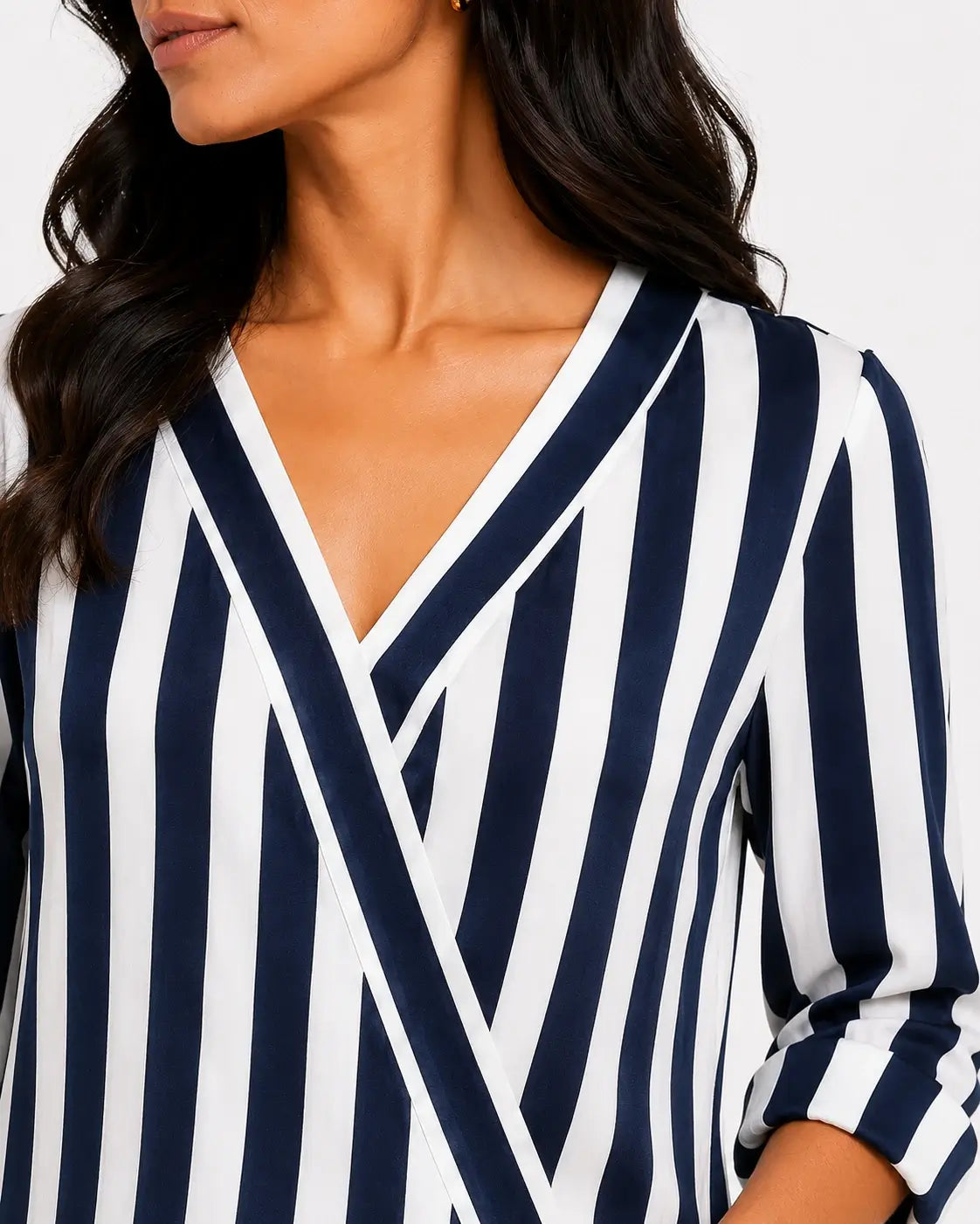 Evordia Líneas - Camisa de Rayas con Cuello V Elegante