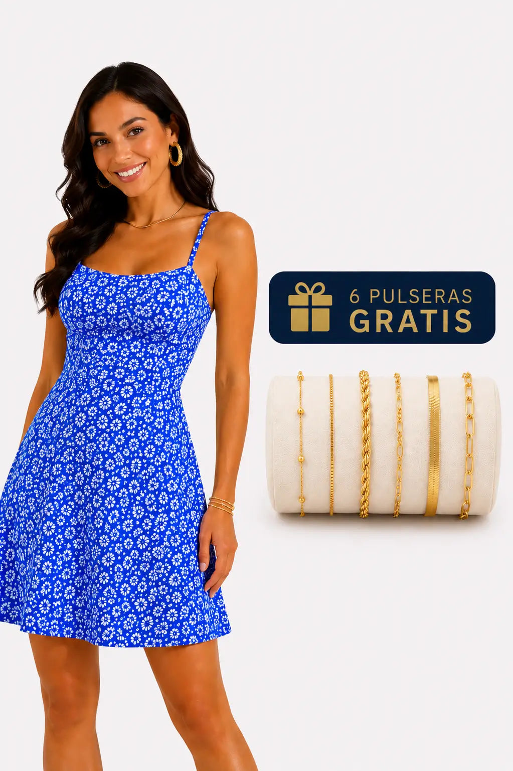 Vestido Floral Espalda Descubierta con Tirantes Finos