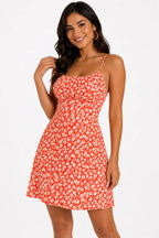 Vestido Floral Espalda Descubierta con Tirantes Finos