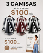 Evordia Líneas - Camisa de Rayas con Cuello V Elegante