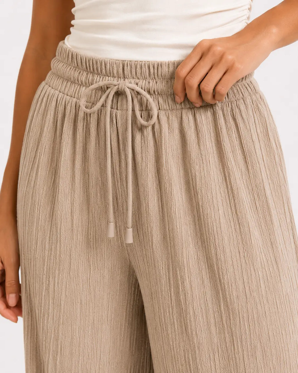 Evordia Olas - Pantalón Palazzo Plisado