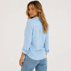Blusa de Lino con Cuello V Elegante