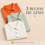 Blusa Suelta de Lino Elegante con Bolsillo Lateral