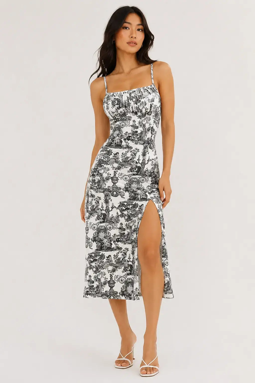 Vestido Estampado Vintage Abertura