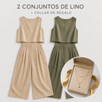 Conjunto de Lino Premium con Pantalón y Collar Elegante
