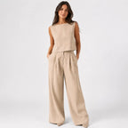 Conjunto de Lino Premium con Pantalón y Collar Elegante