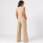 Conjunto de Lino Premium con Pantalón y Collar Elegante