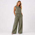 Conjunto de Lino Premium con Pantalón y Collar Elegante