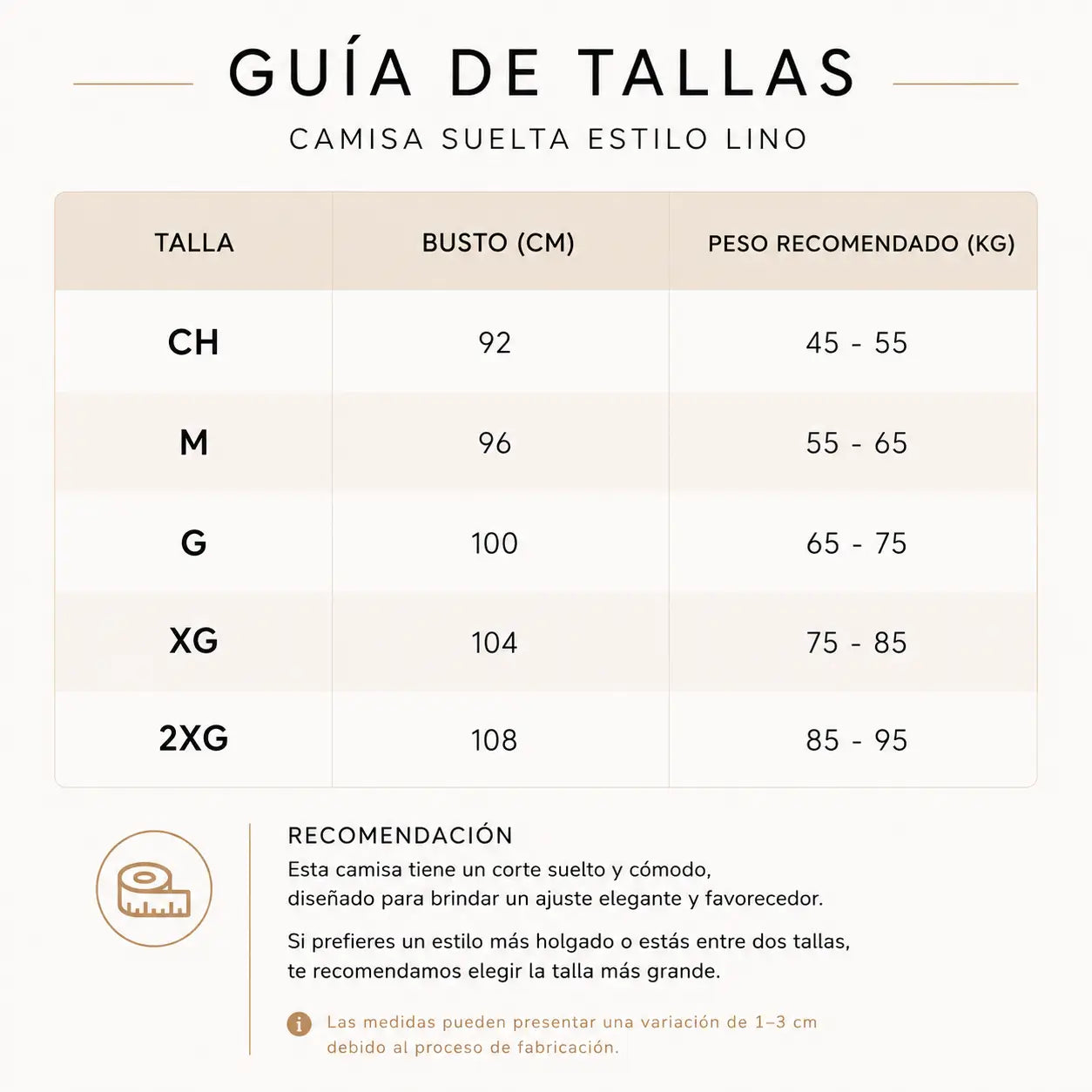 Guía de Tallas