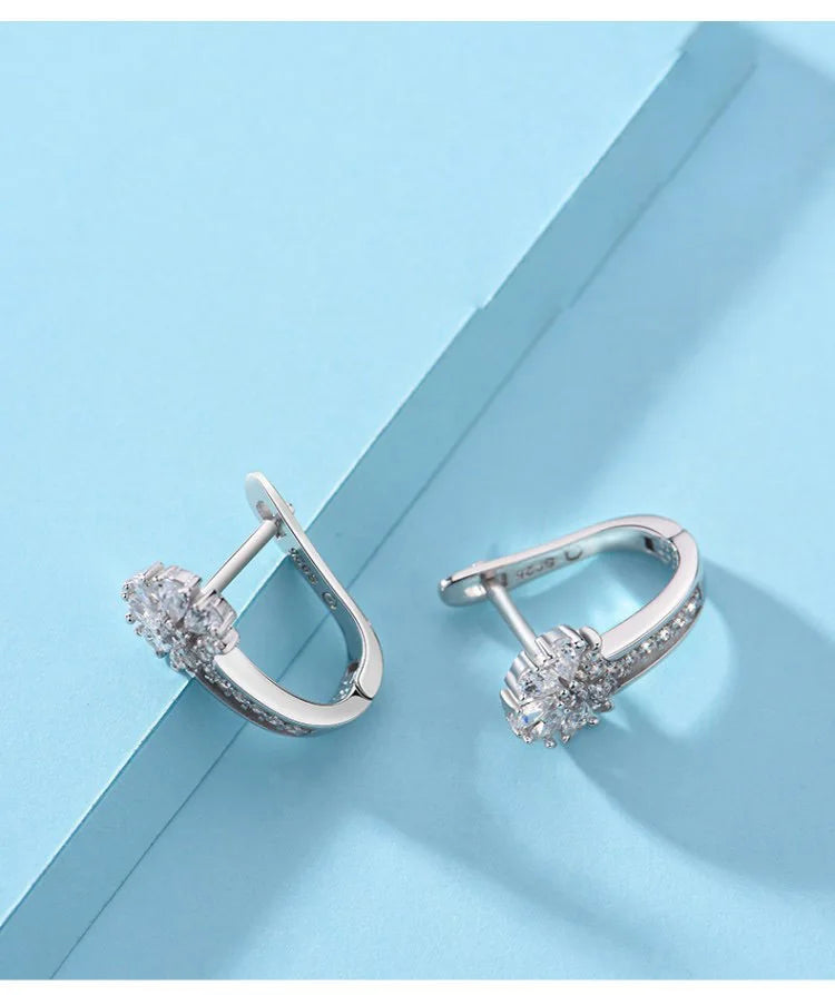Sterling Silver Crystal Flower Earrings – Fleuria™
