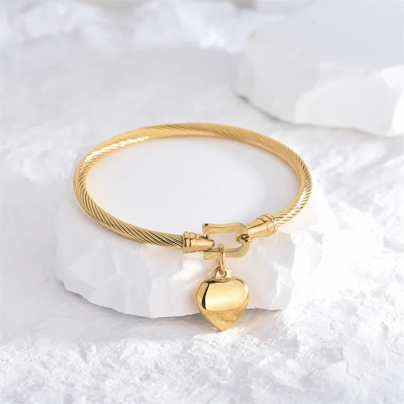 HeartBond™ – Gold Charm Bangle