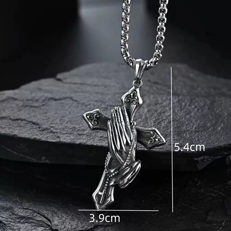 Prayer Hand Cross Necklace – FaithForge™