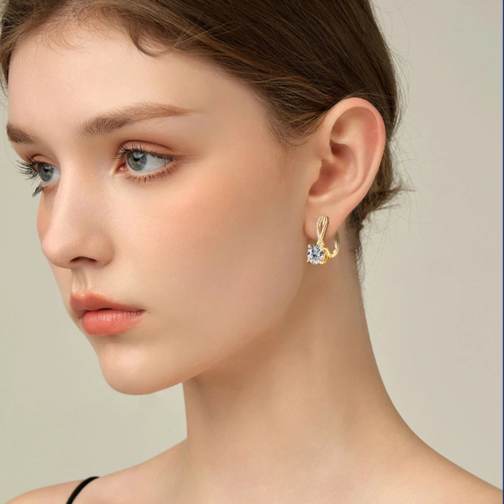 18K Gold Moissanite Hoop Earrings – Aurélia™