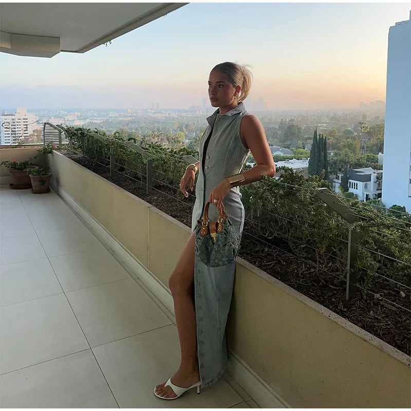 Denim Elegance Maxi – Aurelia™
