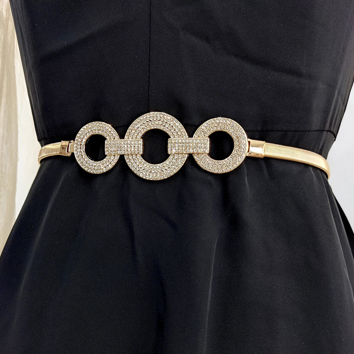 Elastic Rhinestone Chain Belt – GlimmerGold™