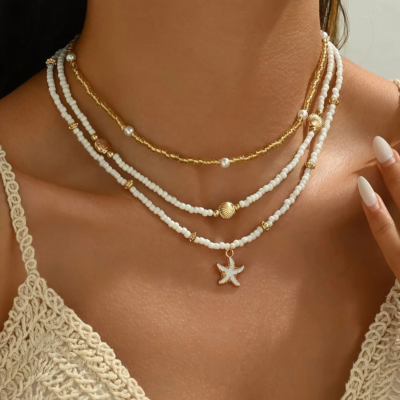 Starfish Charm Bead Necklace – OceanaBloom™