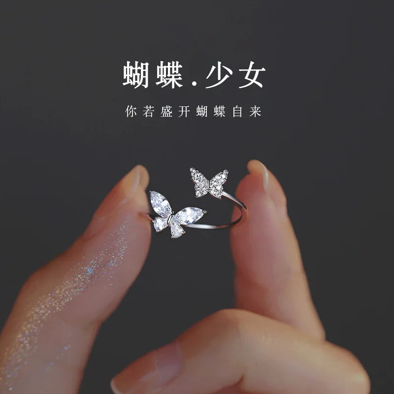 FlutterGleam™ – Sterling Silver Butterfly Ring