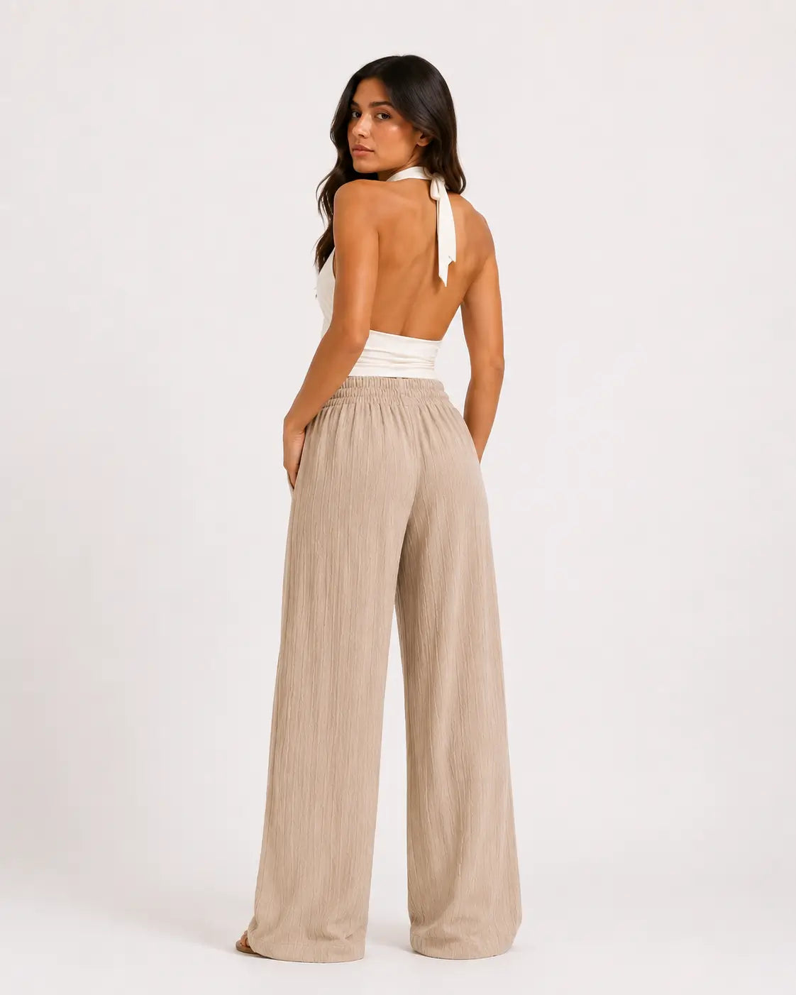 Evordia Olas - Pantalón Palazzo Plisado