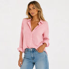 Blusa de Lino con Cuello V Elegante