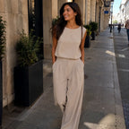 Conjunto de Lino Premium con Pantalón y Collar Elegante